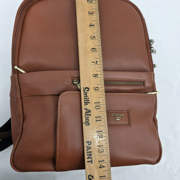 Da Milano Italia Leather Backpack 14x11x5 Tan Cognac Laptop Luggage Sleeve NWT main image 4